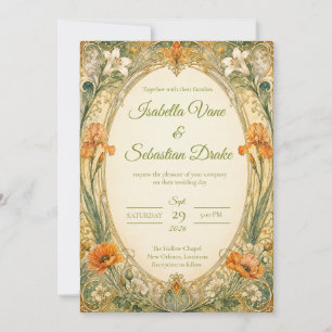 Radiant Art Nouveau Garden Romance Wedding Invitation