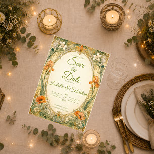 Radiant Art Nouveau Garden Romance Wedding Save The Date