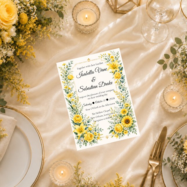 Radiant Autumn Sunflower Bloom Wedding Invitation (Creator Uploaded)