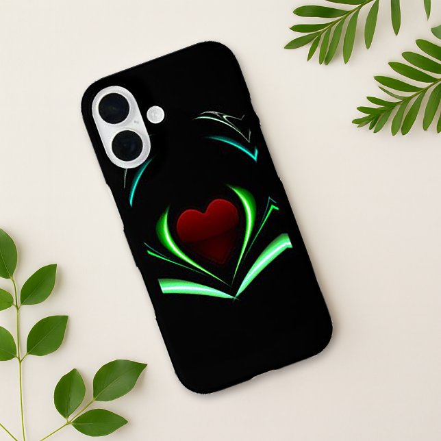 Radiant Black Neon Heart Energy Wings Case-Mate iPhone Case (Creator Uploaded)