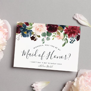 Radiant Bloom Be My Maid of Honour Card