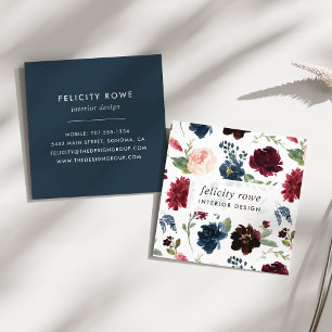Radiant Bloom Botanical Pattern Square Business Card