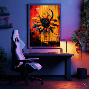 Radiant Bloom Contemporary Expressionist Sunflower Poster