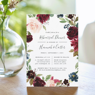 Radiant Bloom Floral Rehearsal Dinner Invitation