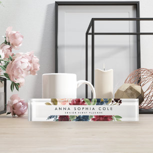Radiant Bloom   Modern Watercolor Floral Nameplate