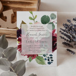 Radiant Bloom | Navy & Burgundy Floral Wedding Invitation<br><div class="desc">Elegant and modern floral wedding invitation features a background of burgundy marsala and blush pink flowers,  with navy blue buds and green eucalyptus foliage. Your wedding details are overlaid on a sheer white element in elegant inky off-black lettering accented with hand lettered script.</div>