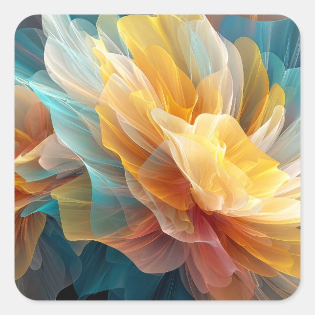 Radiant Bloom of Ethereal Petals in Light Square Sticker (Front)