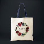 Radiant Bloom Personalised Tote Bag<br><div class="desc">Designed to match our Radiant Bloom collection,  these personalised totes make beautiful gifts for your bridesmaids. Personalise with a name in elegant handwritten script lettering,  surrounded by a wreath of watercolor flowers in rich shades of navy and burgundy.</div>