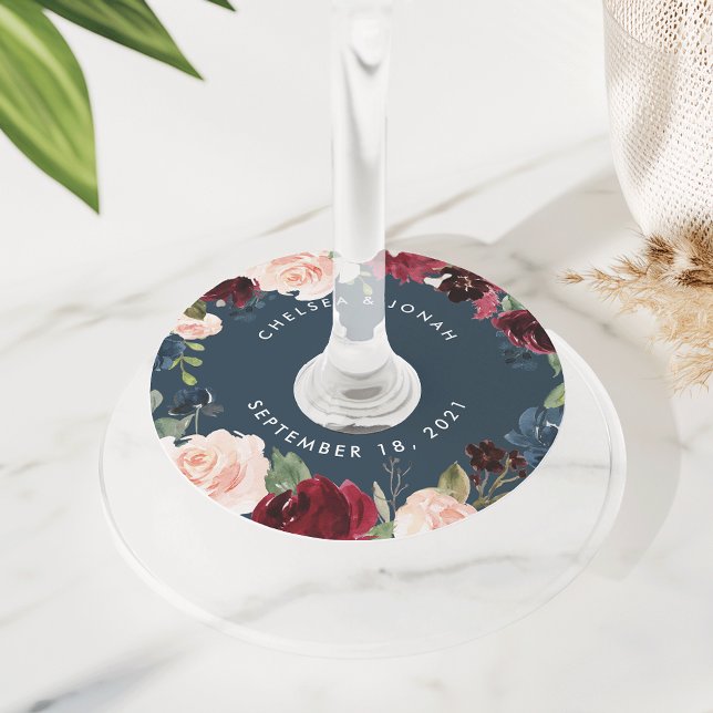Radiant Bloom | Personalised Wedding Wine Glass Tag (Creator Uploaded)