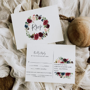 Radiant Bloom RSVP Postcard with Meal Choice