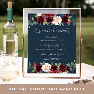 Radiant Bloom Signature Cocktail Menu Sign