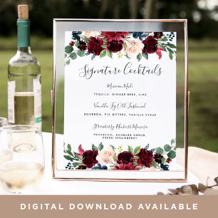 Radiant Bloom Signature Cocktail Menu Sign