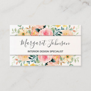 Radiant Bloom Watercolor Floral Feminine Business Card