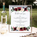 Radiant Bloom Wedding Bar Menu Sign<br><div class="desc">Invite guests to grab a favourite libation with our charming wedding bar sign. 11x14 bar sign features "the bar is open" in calligraphy script lettering. Personalise with your speciality drinks or beverage offerings with six custom text fields. A chic addition to your wedding bar setup, this sign is adorned with...</div>