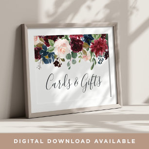 Radiant Bloom Wedding Cards & Gifts Sign