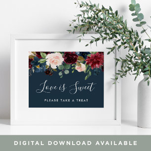 Radiant Bloom Wedding Dessert Bar Sign Navy