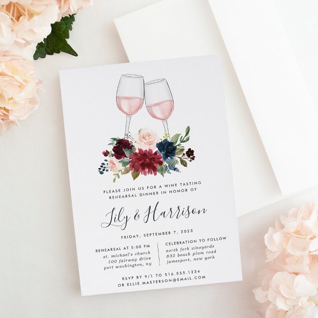 Radiant Bloom Wine Tasting Rehearsal Dinner Invitation (Creator Uploaded)