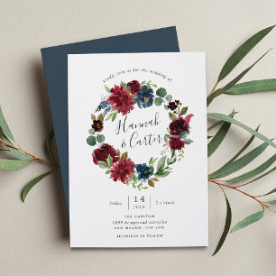Radiant Bloom Wreath Wedding Invitation