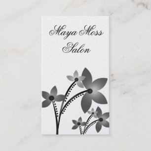 Radiant Blooms Business Card, Metallic Grey Card