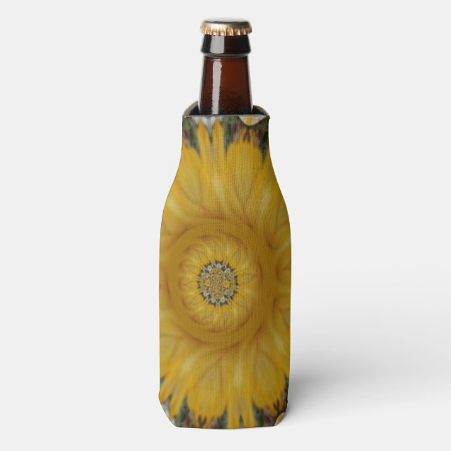 Radiant Blooms: Golden Sunflower: Eco Chic Design Bottle Cooler (Bottle Front)