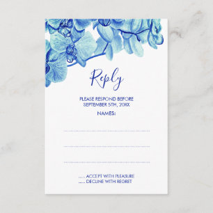 Radiant Blue Orchids Wedding Reply Cards