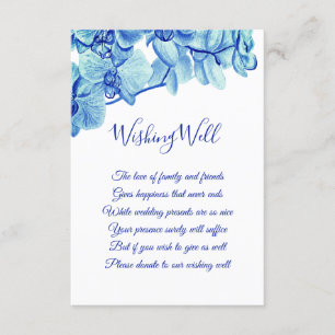 Radiant Blue Orchids Wedding Wishing Well Enclosure Card