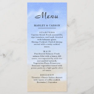 Radiant Blue Sky Summer Beach Wedding  Menu