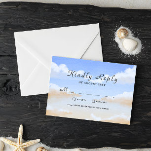 Radiant Blue Sky Summer Beach Wedding RSVP Cards