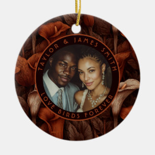 Radiant Calla Lilies Sparkle Rustic Wedding Ceramic Tree Decoration