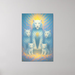 Radiant Celestial White Tiger Family ManJiangHon Canvas Print