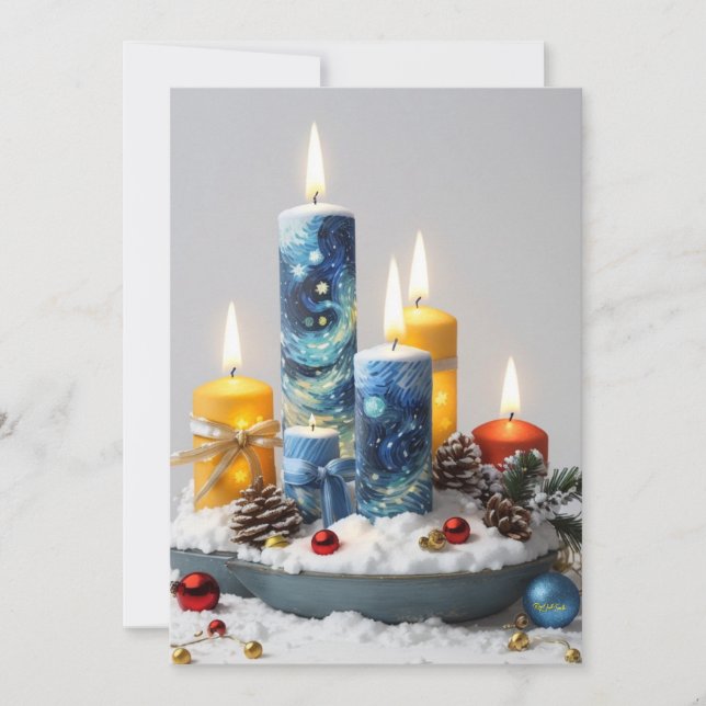 Radiant Christmas Candles: Greeting Card Design (Front)