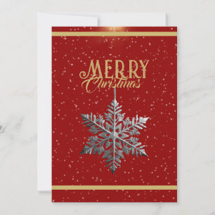 Radiant Christmas Greetings: Gold, Red & Silver Holiday Card