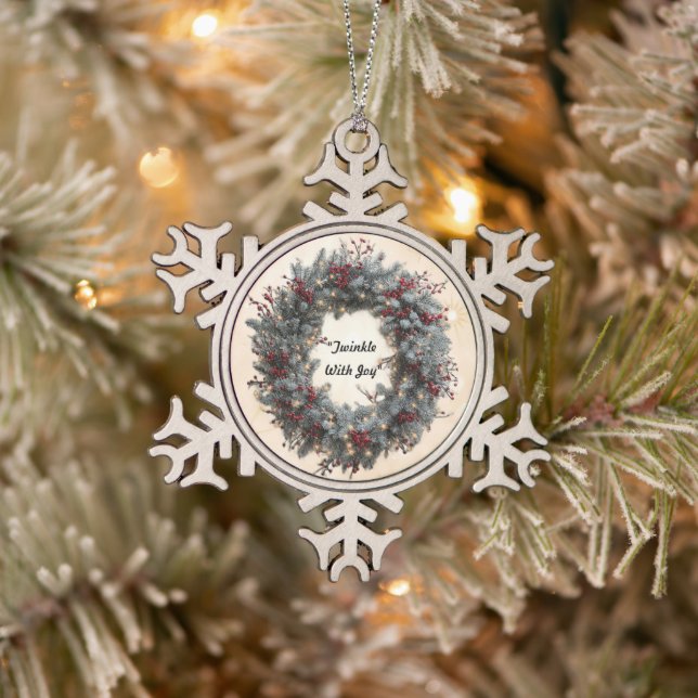 "Radiant Christmas Ring" Snowflake Pewter Christmas Ornament (Tree)