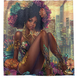 Radiant City Goddess Shower Curtain