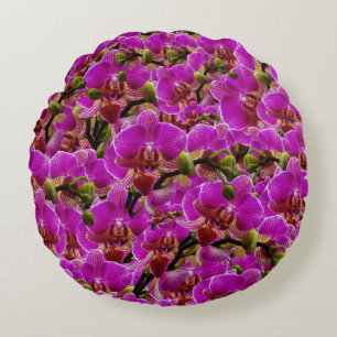 Radiant Clusters: The Magenta Orchid Symphony, Round Cushion