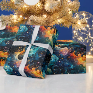 Radiant Cosmic Colour Swirls Wrapping Paper