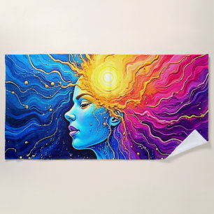 Radiant Cosmic Mind Awakening Beach Towel