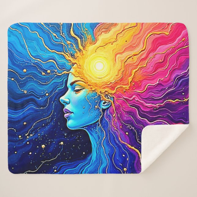 Radiant Cosmic Mind Awakening Sherpa Blanket (Front (Horizontal))