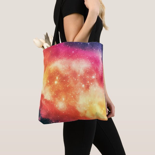 Radiant Cosmic Nebula Tote Bag (Close Up)