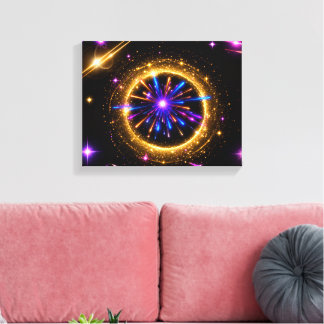 Radiant Cosmic Portal | Neon Galaxy Stretched Canv Canvas Print
