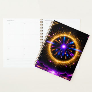 Radiant Cosmic Portal | Neon Galaxy Stretched Canv Planner