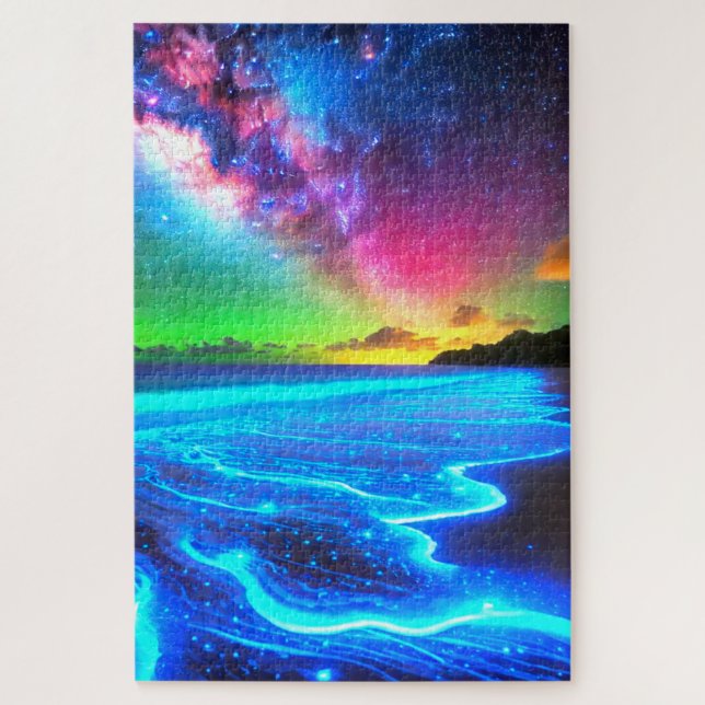 Radiant Cosmic Shoreline Scene Jigsaw Puzzle (Vertical)