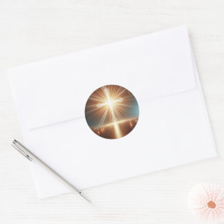 Radiant Cross Spiritual Circle Sticker
