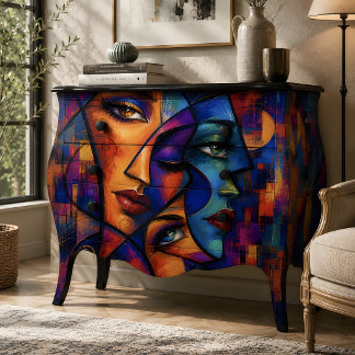 Radiant Cubist Abstract faces Decoupage Tissue Paper