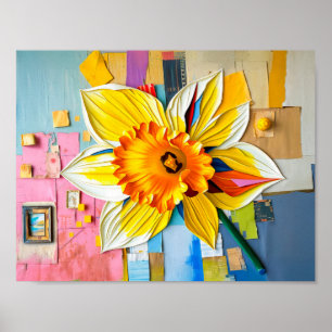 Radiant Daffodil in Modern Abstract Style Poster