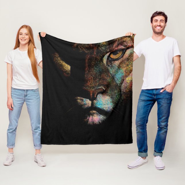 Radiant Darkness - Fearful Elegance Lioness Fleece Blanket (In Situ)