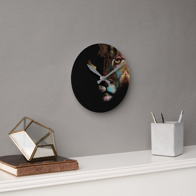 Radiant Darkness - Fearful Elegance Lioness Round Clock (Office)