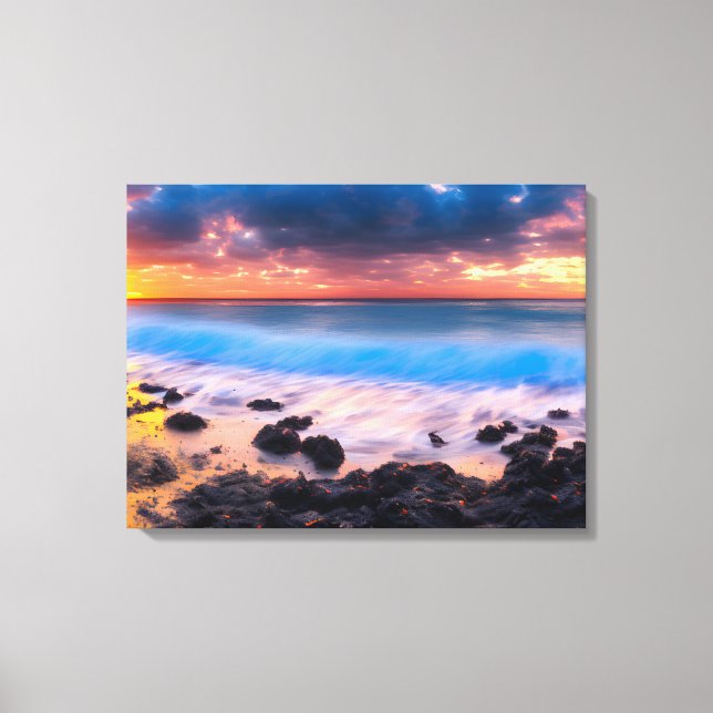 Radiant Dawn: Majestic Sunrise at the Beach Canvas Print (Front)
