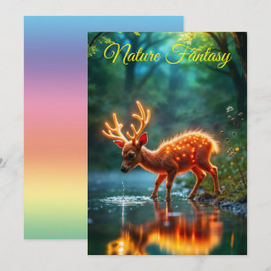 Radiant deer fauna watering hole forbs holiday card