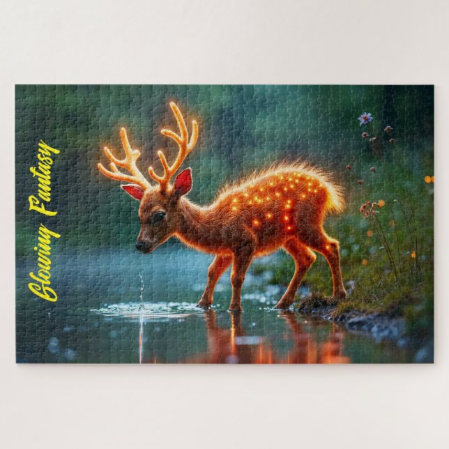 Radiant deer fauna watering hole forbs jigsaw puzzle (Horizontal)